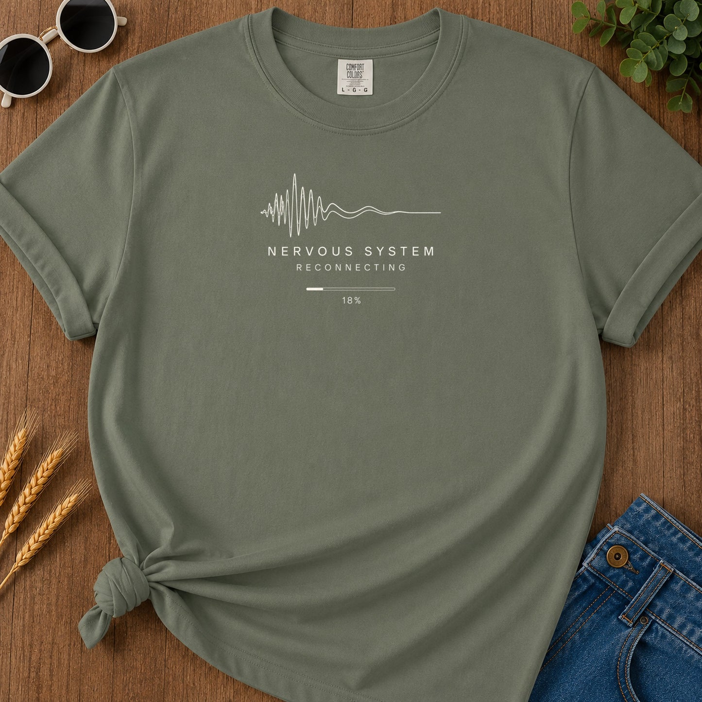 Nervous System Reconnecting T-Shirt - Moss Mockup