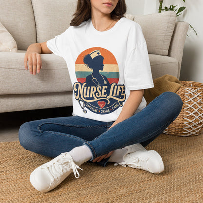 Nurse Life Caffeine Chaos Care T-shirt
