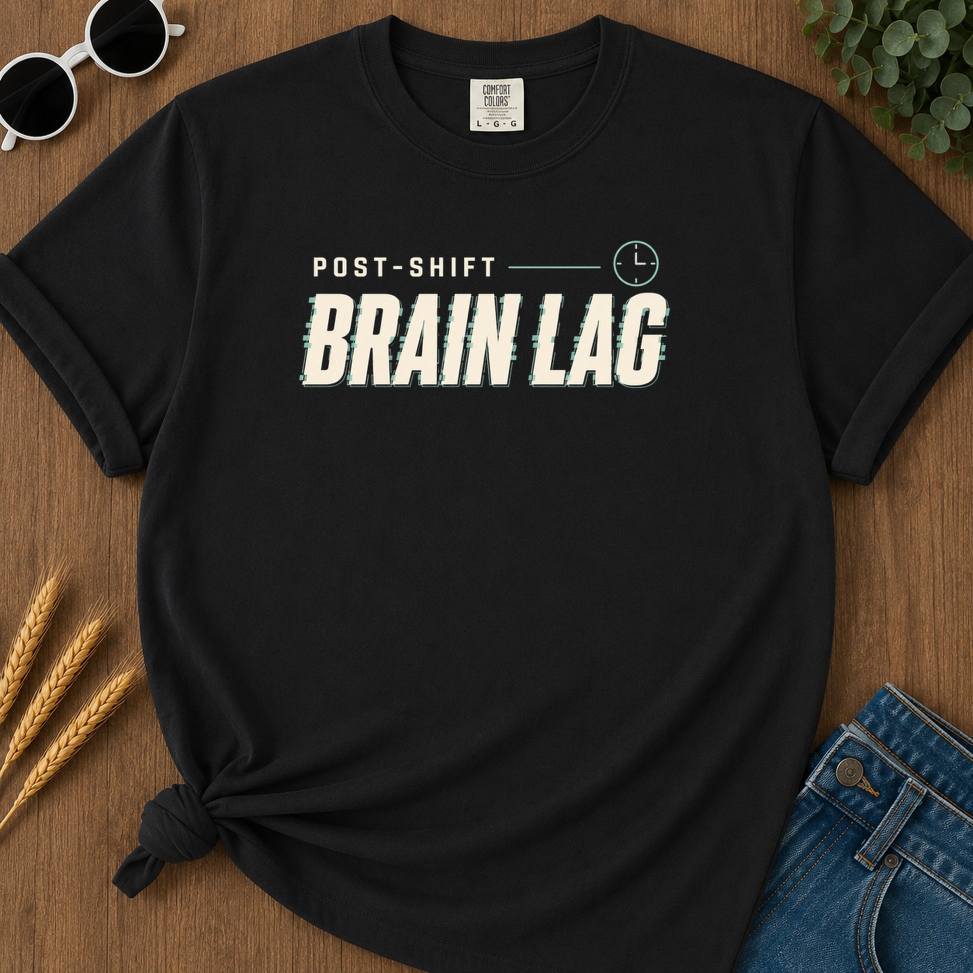 Post Shift Brainlag T-Shirt - Black Mockup