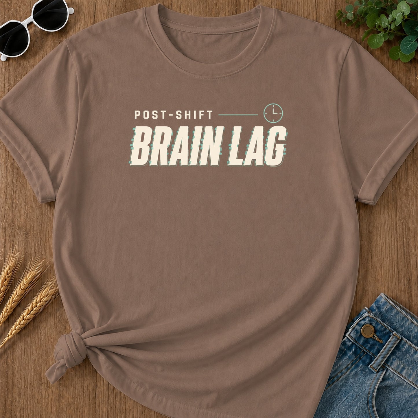 Post Shift Brainlag T-Shirt - Espresso Mockup