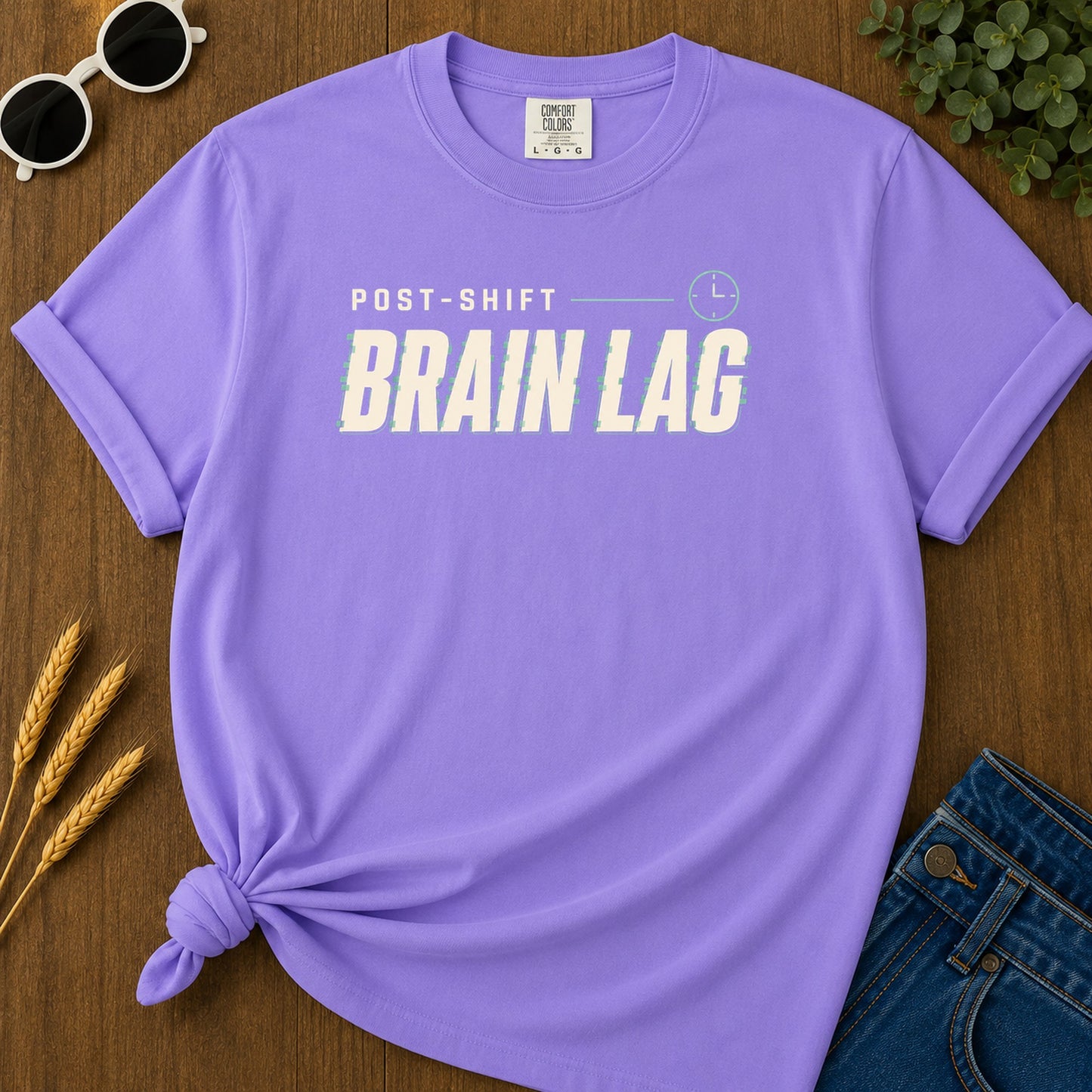 Post Shift Brainlag T-Shirt - Violet Mockup