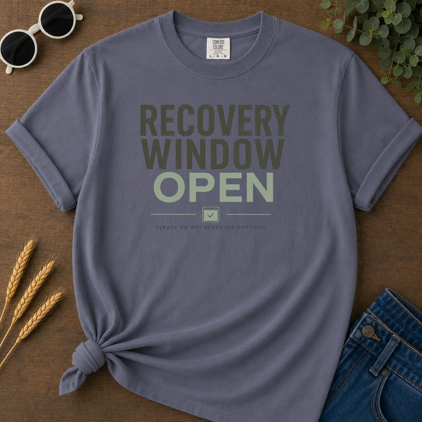 Recovery Window Sage T-Shirt - Navy Mockup
