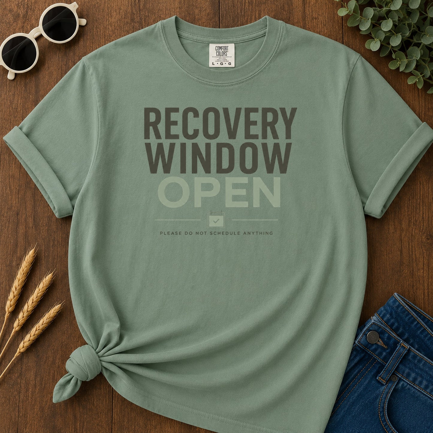 Recovery Window Sage T-Shirt - Light Green Mockup
