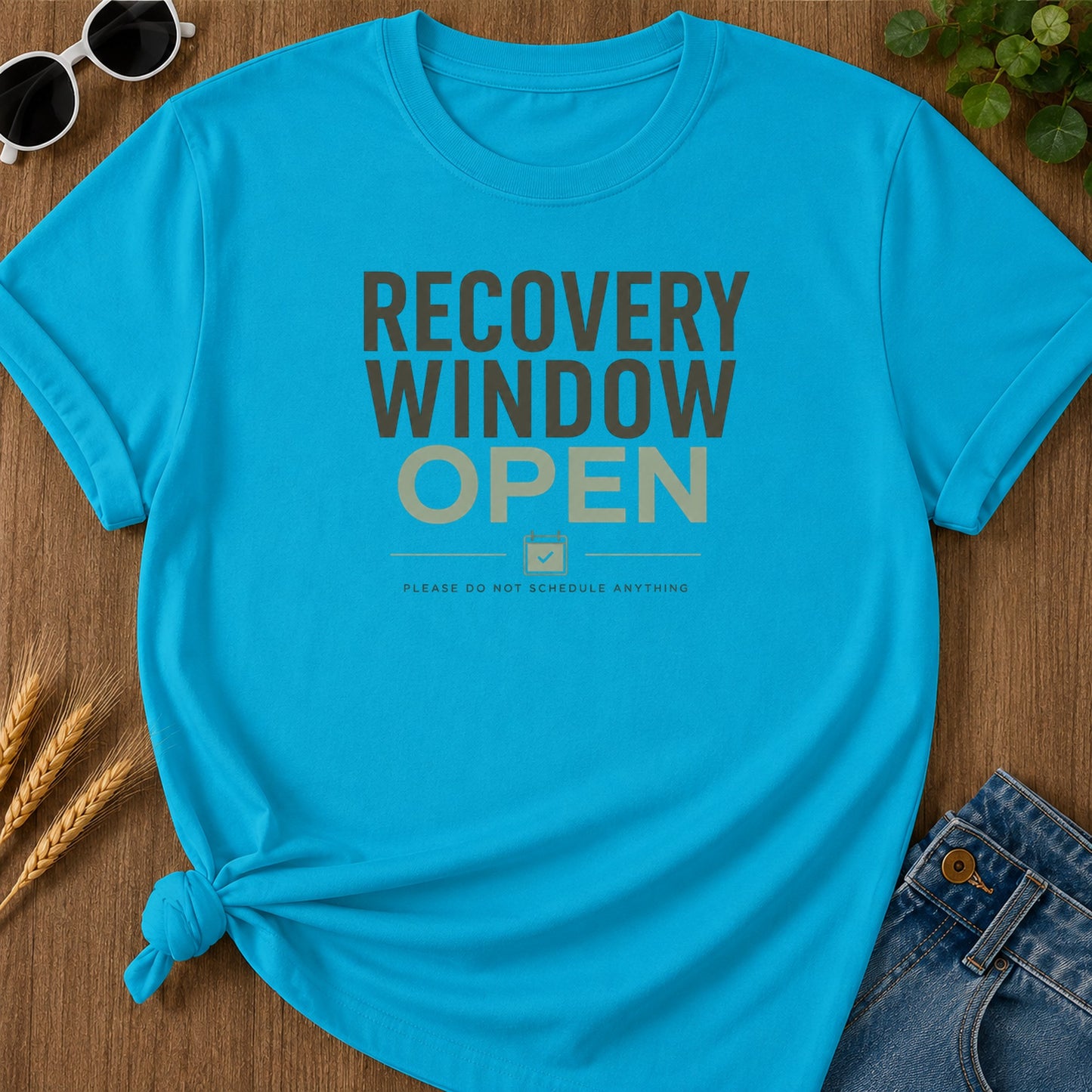 Recovery Window Sage T-Shirt - Sapphire Mockup