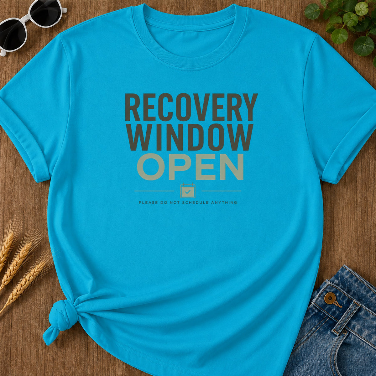 Recovery Window Sage T-Shirt - Sapphire Mockup