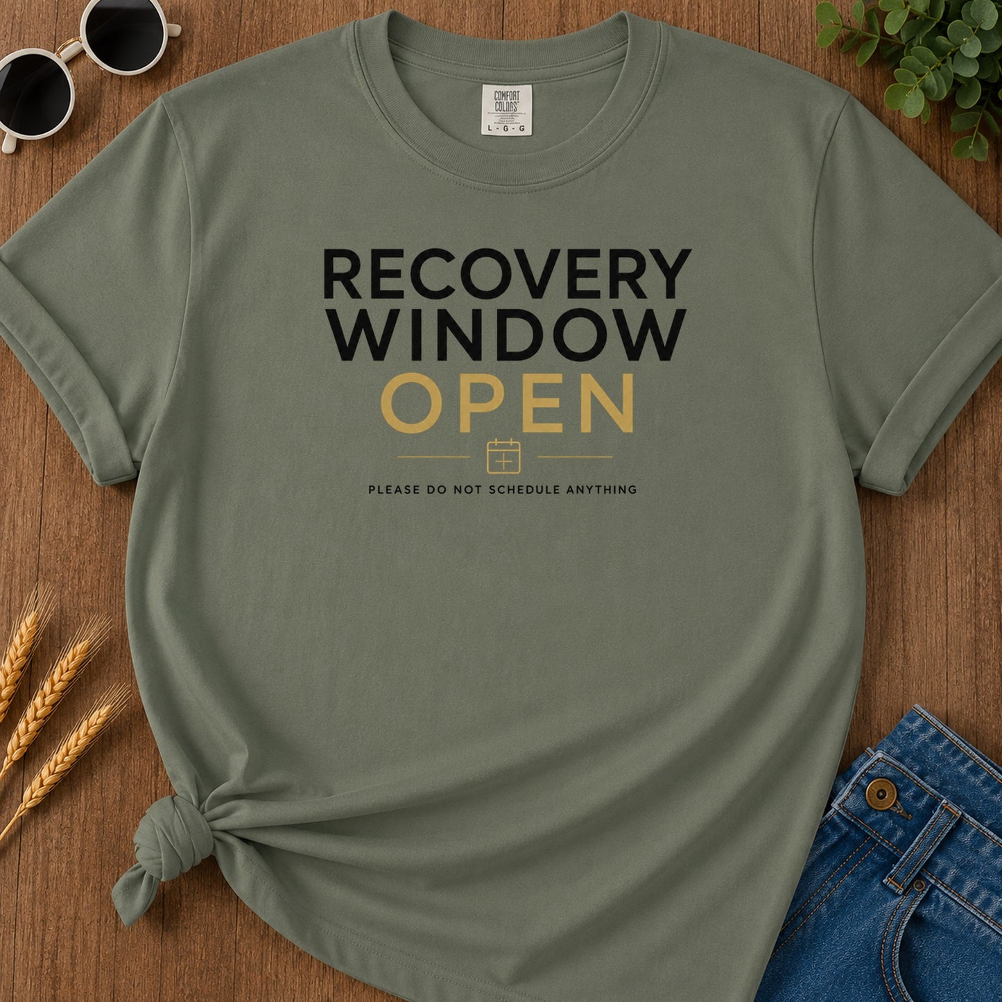 Recovery Window 3 T-Shirt - Moss Mockup