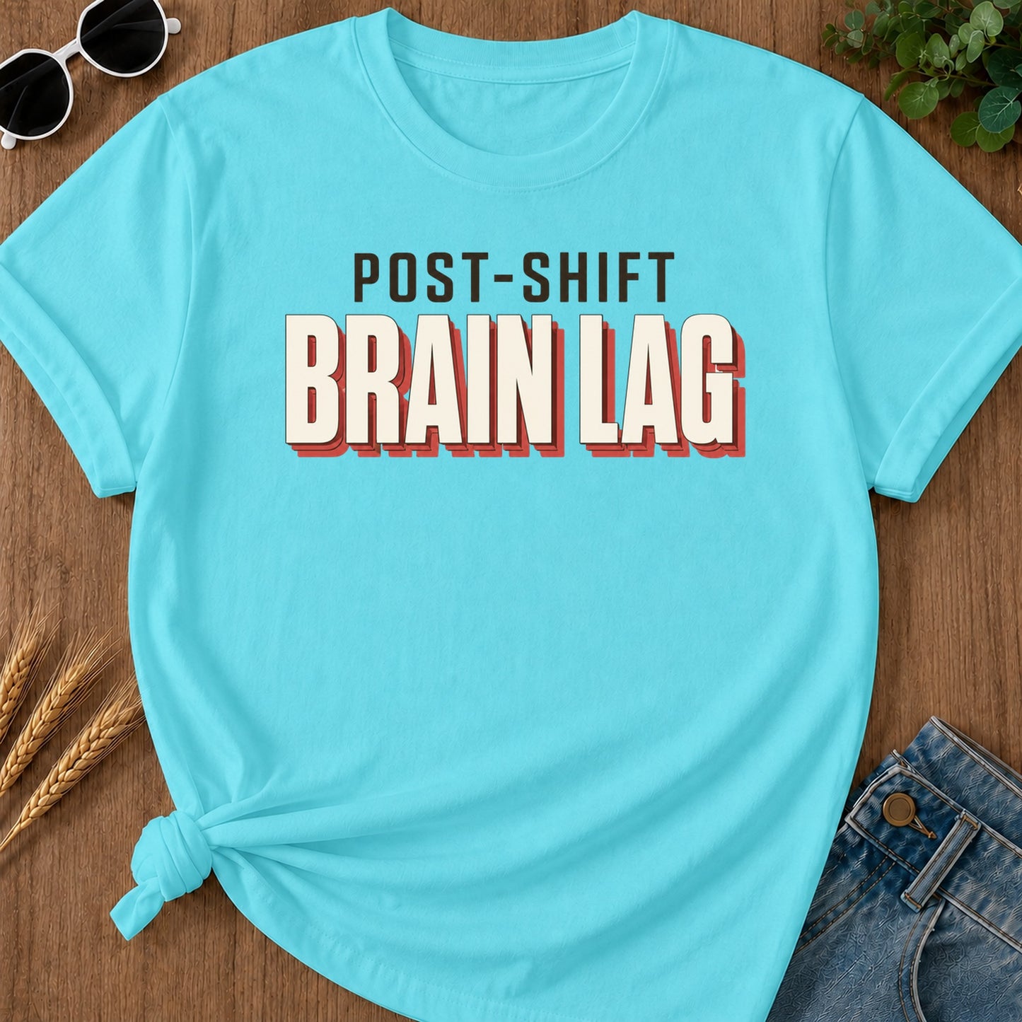 Post Shift Brainlag 2 T-Shirt - Lagoon Blue Mockup