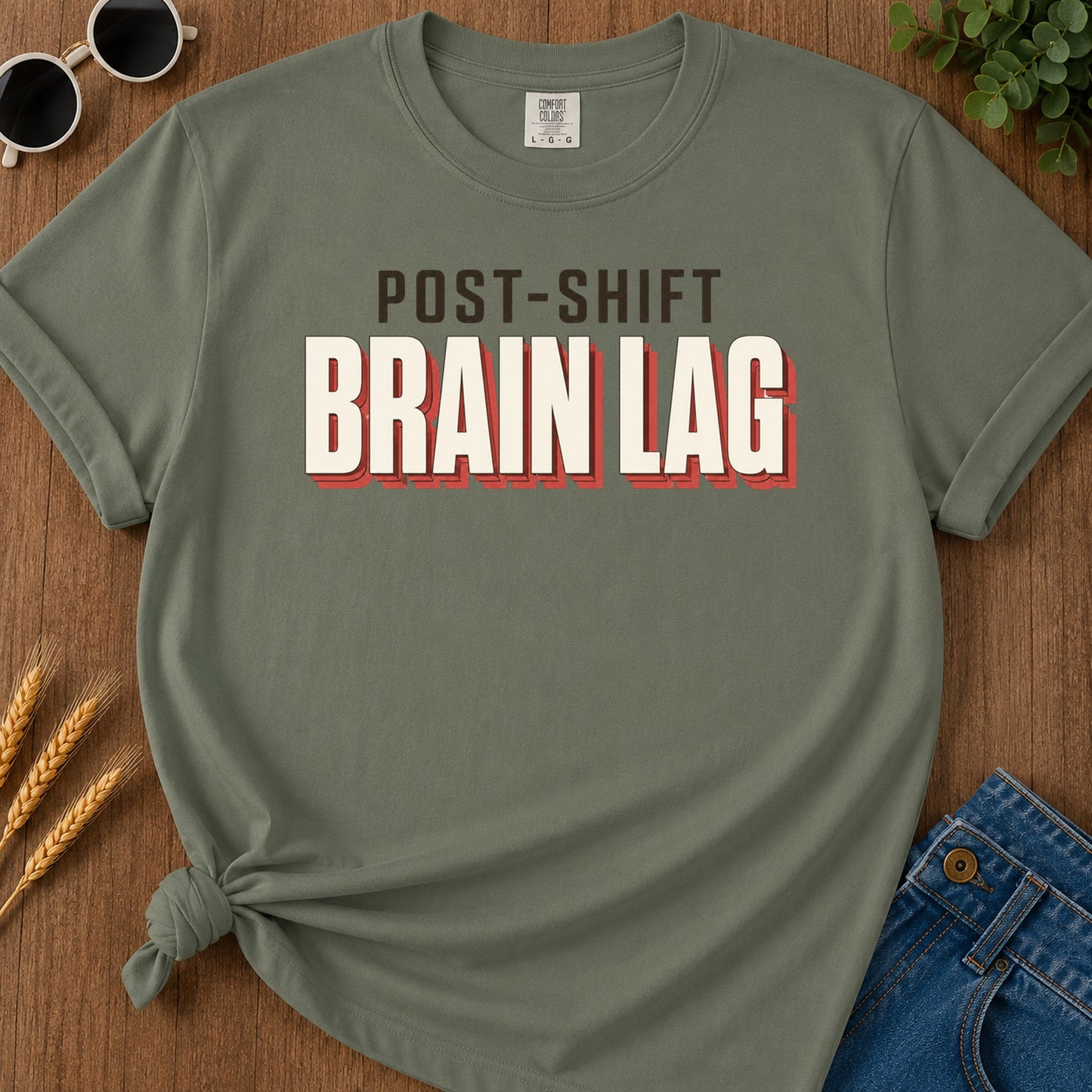 Post Shift Brainlag 2 T-Shirt - Moss Mockup