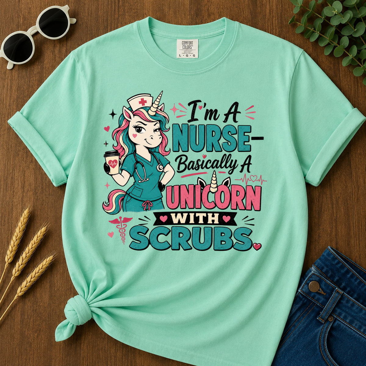 Nurse Basically T-Shirt - Island Reef Mockup