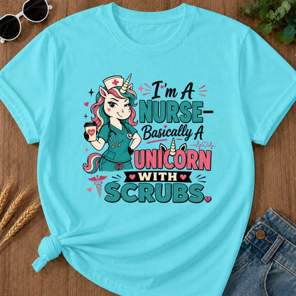 Nurse Basically T-Shirt - Lagoon Blue Mockup