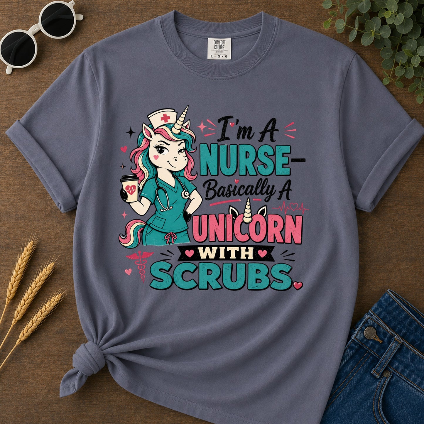 Nurse Basically T-Shirt - Navy Mockup