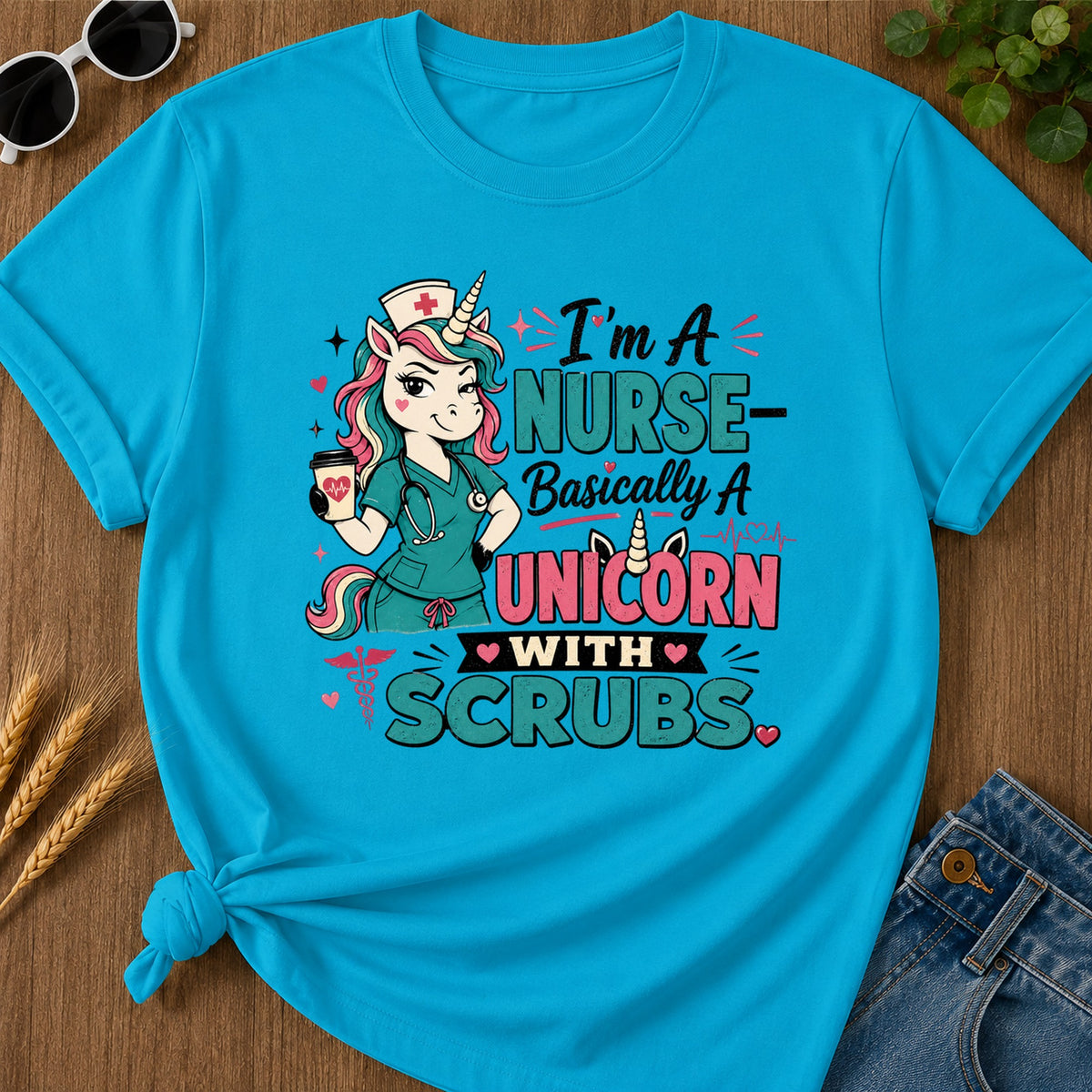 Nurse Basically T-Shirt - Sapphire Mockup