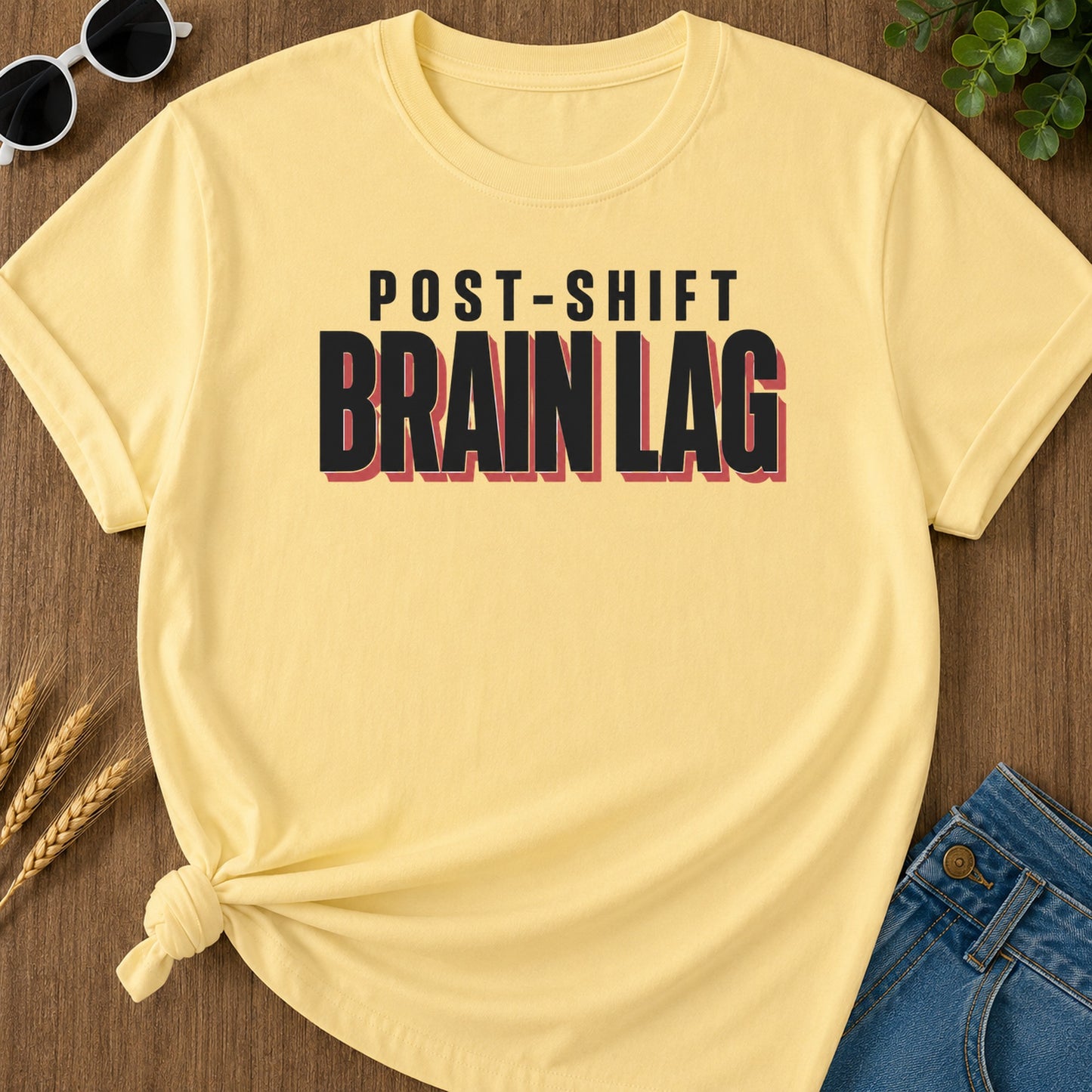 Post Shift Brainlag 3 T-Shirt - Butter Mockup
