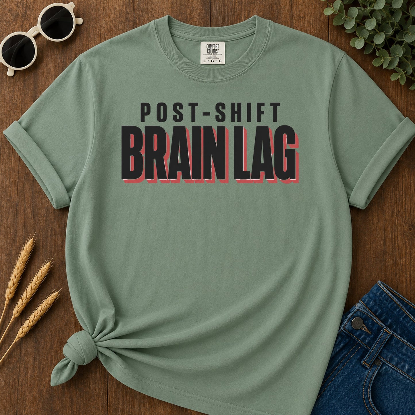 Post Shift Brainlag 3 T-Shirt - Light Green Mockup