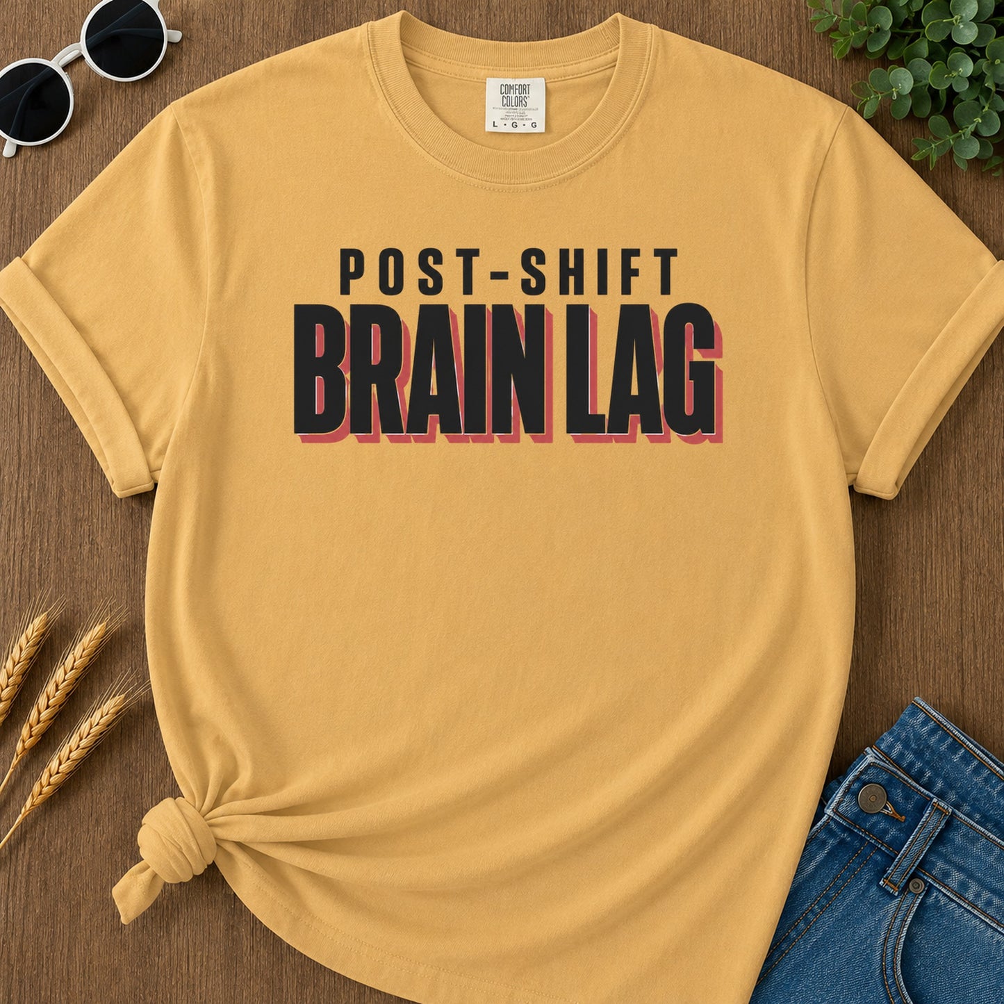 Post Shift Brainlag 3 T-Shirt - Mustard Mockup