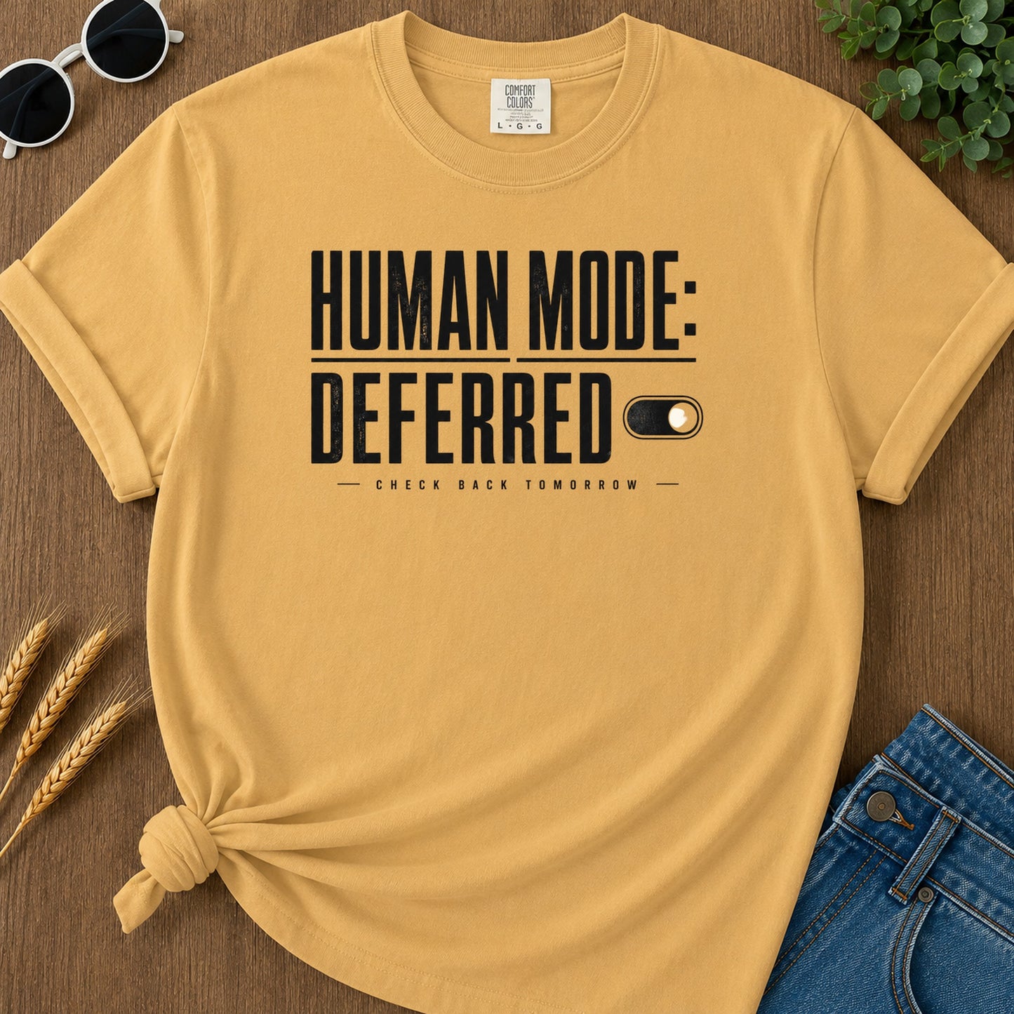 Human Mode Deferred T-Shirt - Mustard Mockup