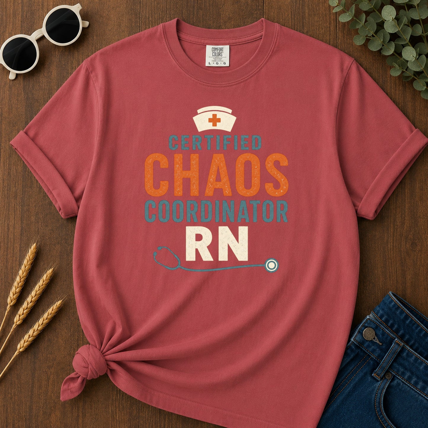 Chaos Coordinator T-Shirt - Crimson Mockup