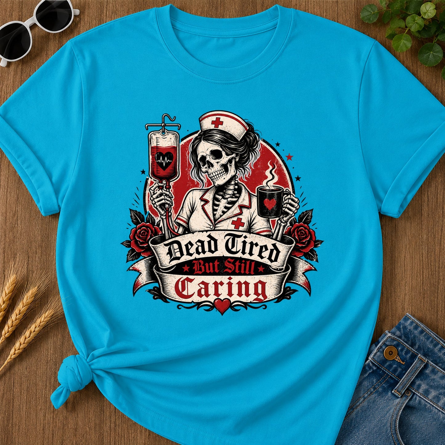 Ad Still Caring T-Shirt - Sapphire Mockup