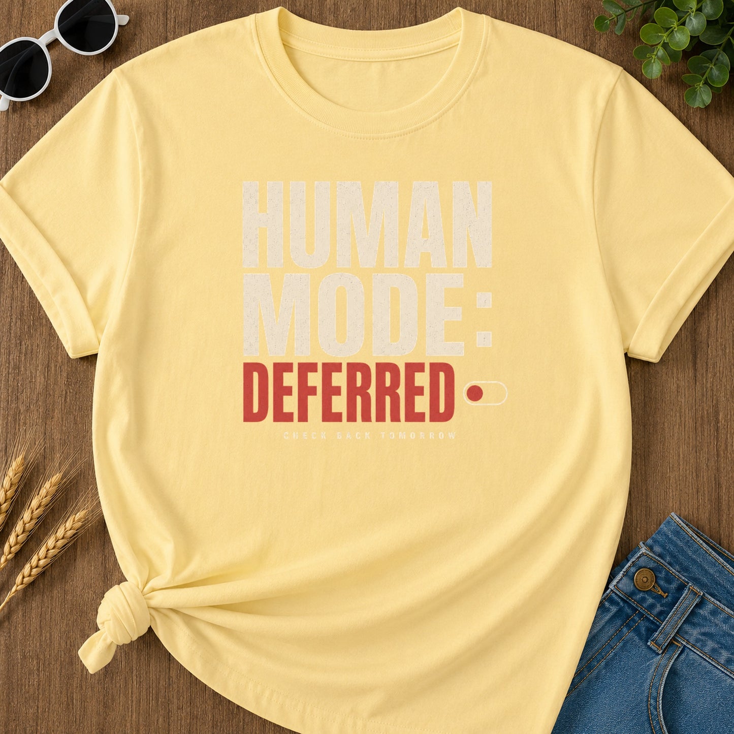 Human Mode Deferred 80 T-Shirt - Butter Mockup