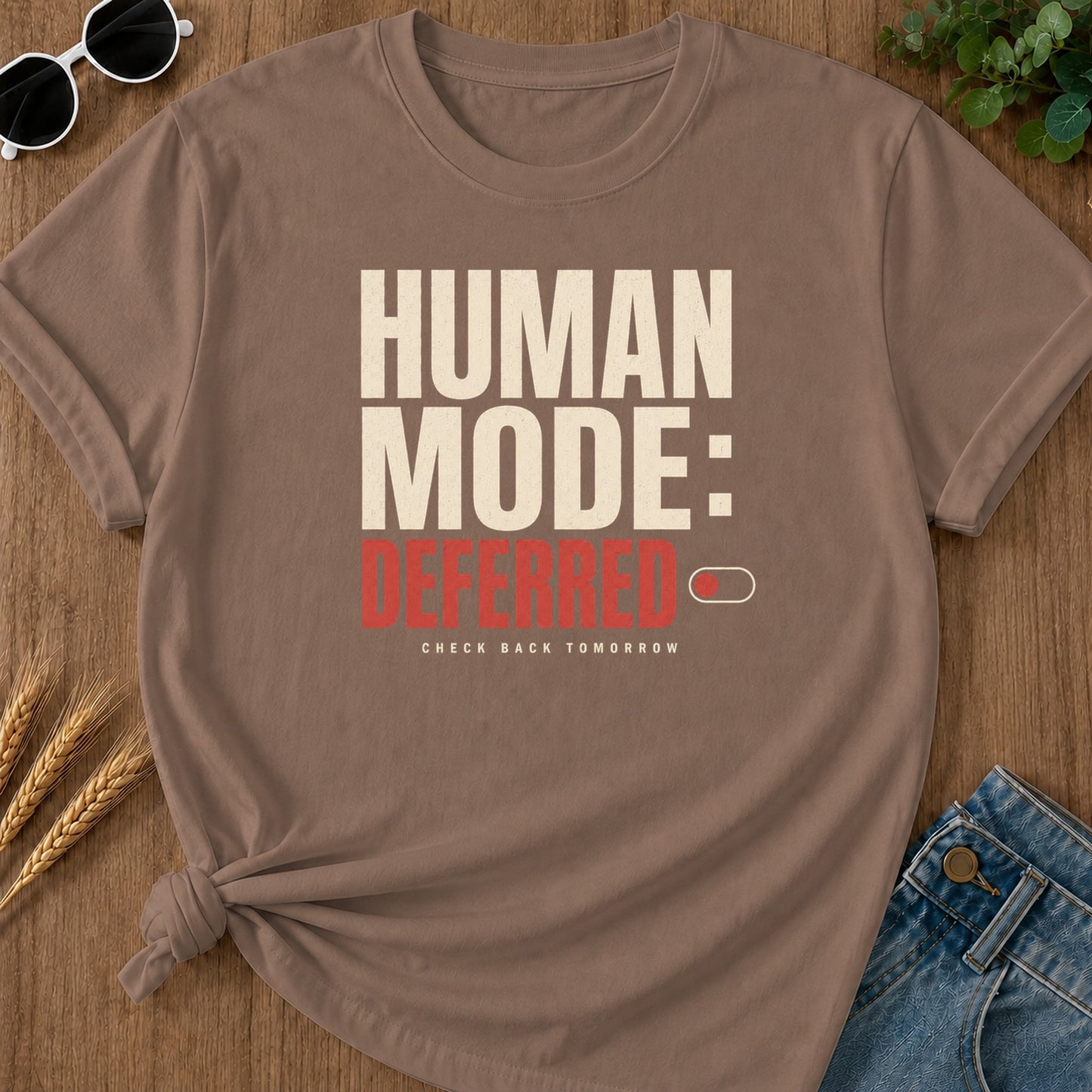 Human Mode Deferred 80 T-Shirt - Espresso Mockup