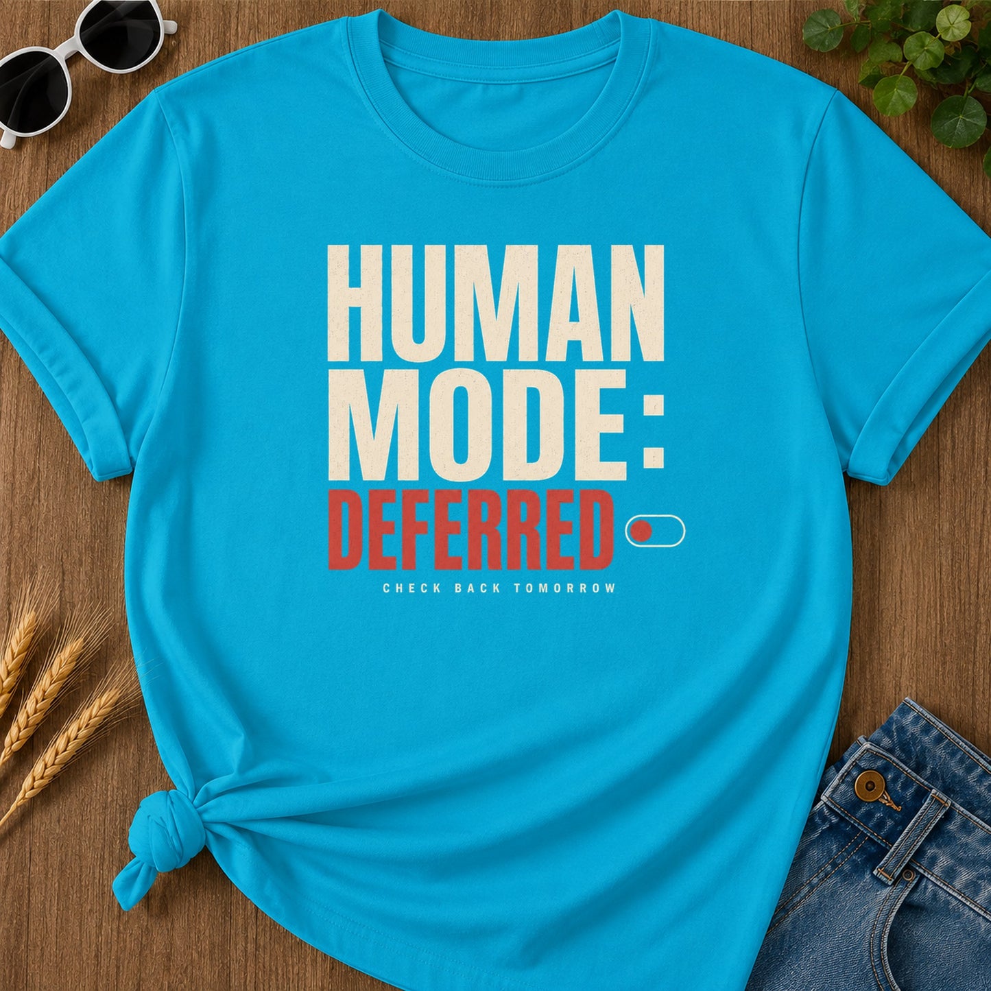 Human Mode Deferred 80 T-Shirt - Sapphire Mockup