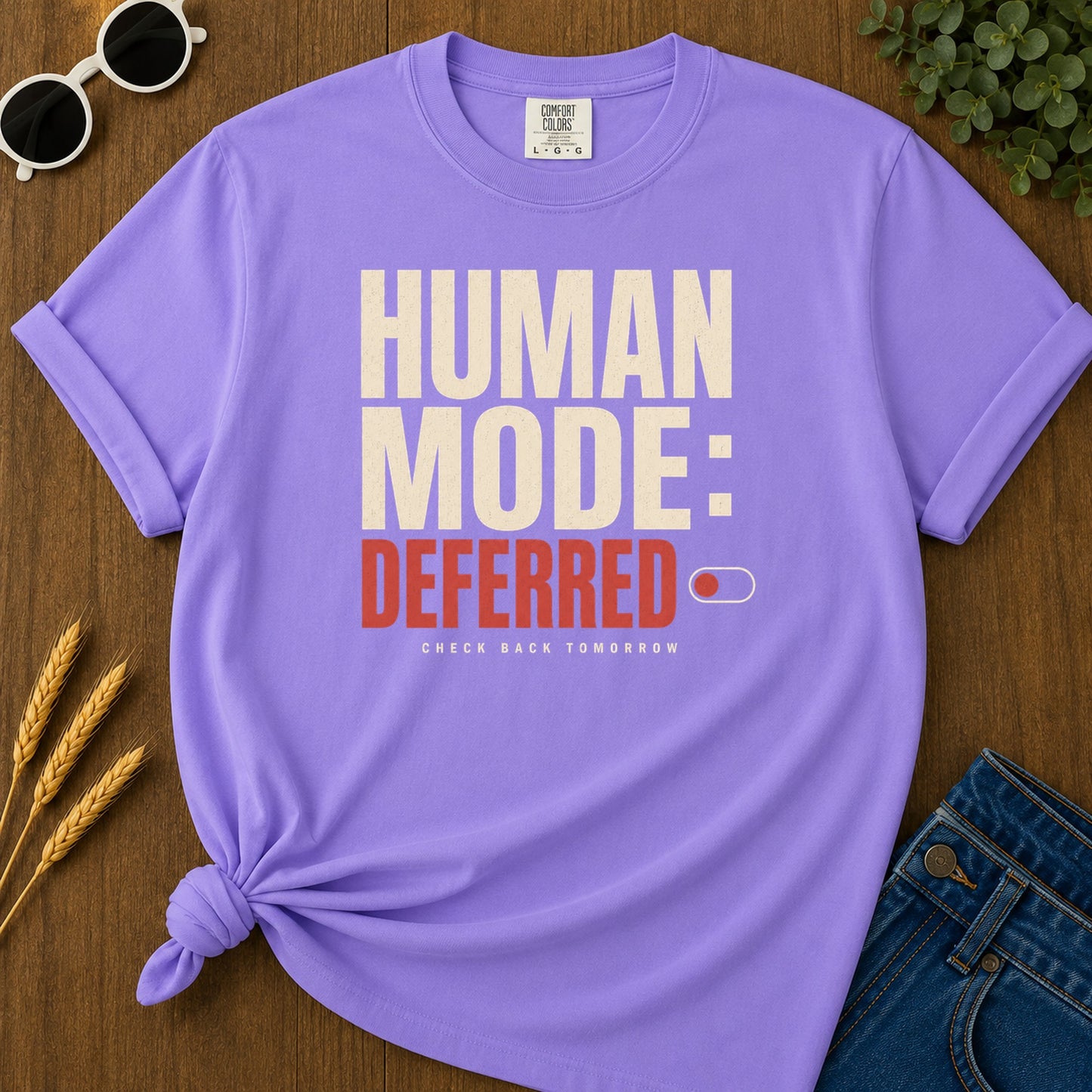 Human Mode Deferred 80 T-Shirt - Violet Mockup