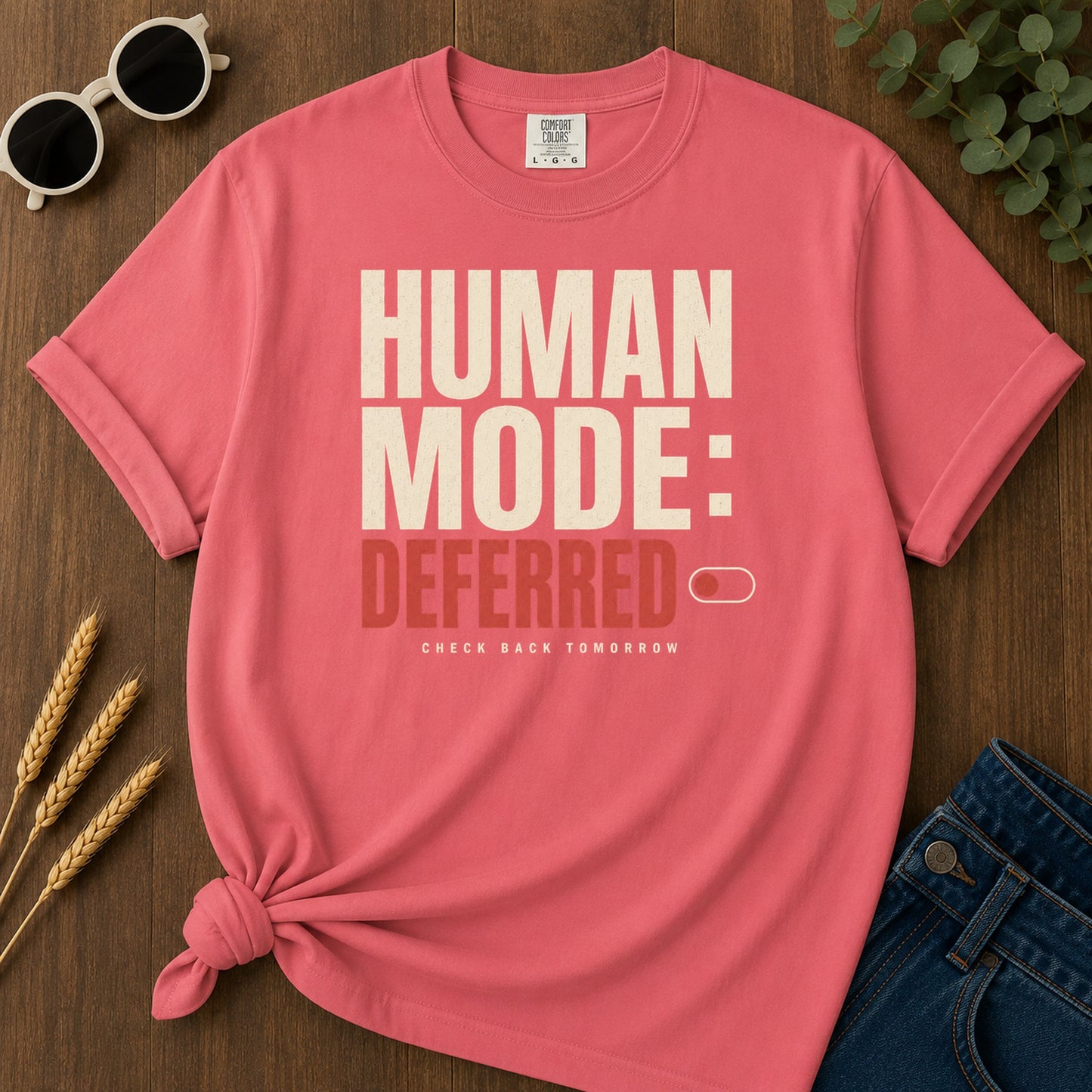 Human Mode Deferred 80 T-Shirt - Watermelon Mockup