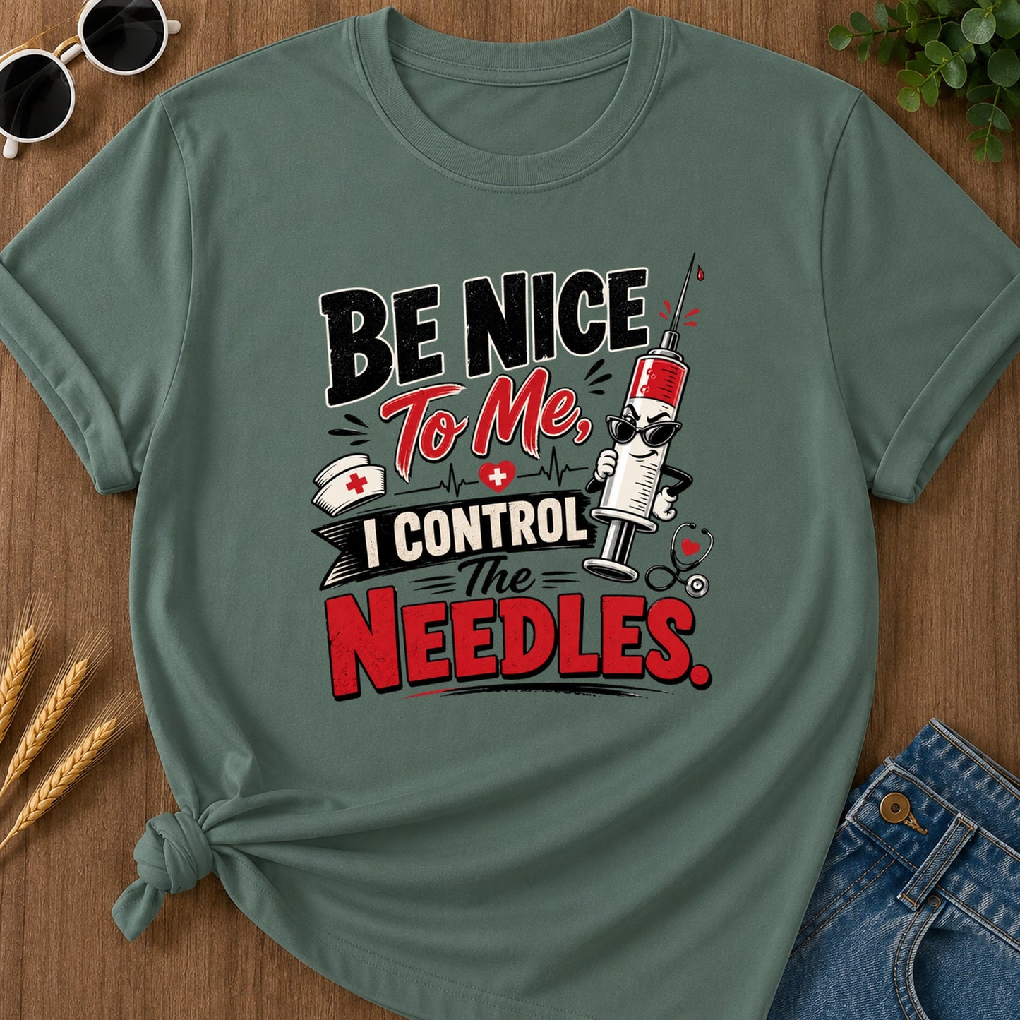 Be Nice T-Shirt - Blue Spruce Mockup