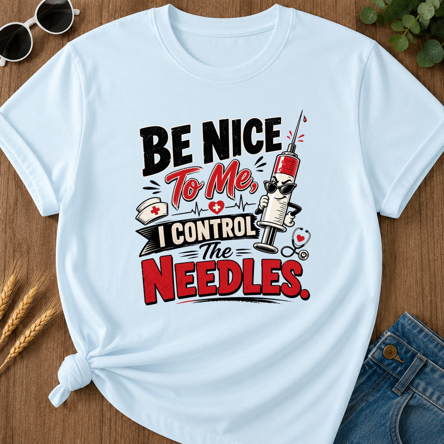 Be Nice T-Shirt - Chambray Mockup
