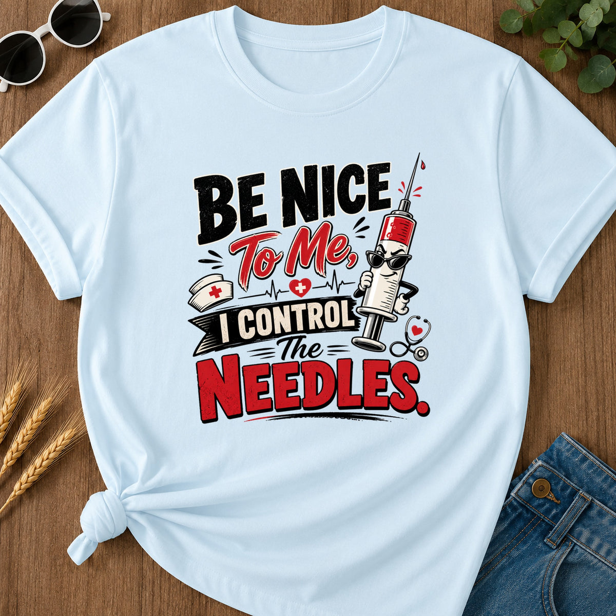 Be Nice T-Shirt - Chambray Mockup