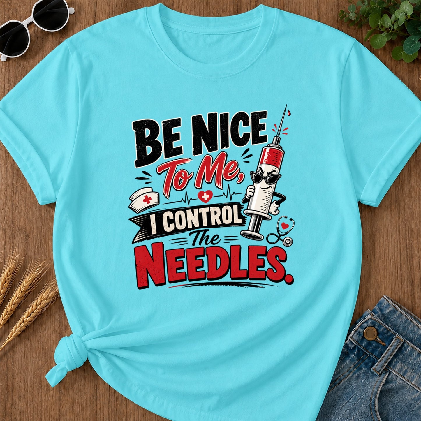 Be Nice T-Shirt - Lagoon Blue Mockup