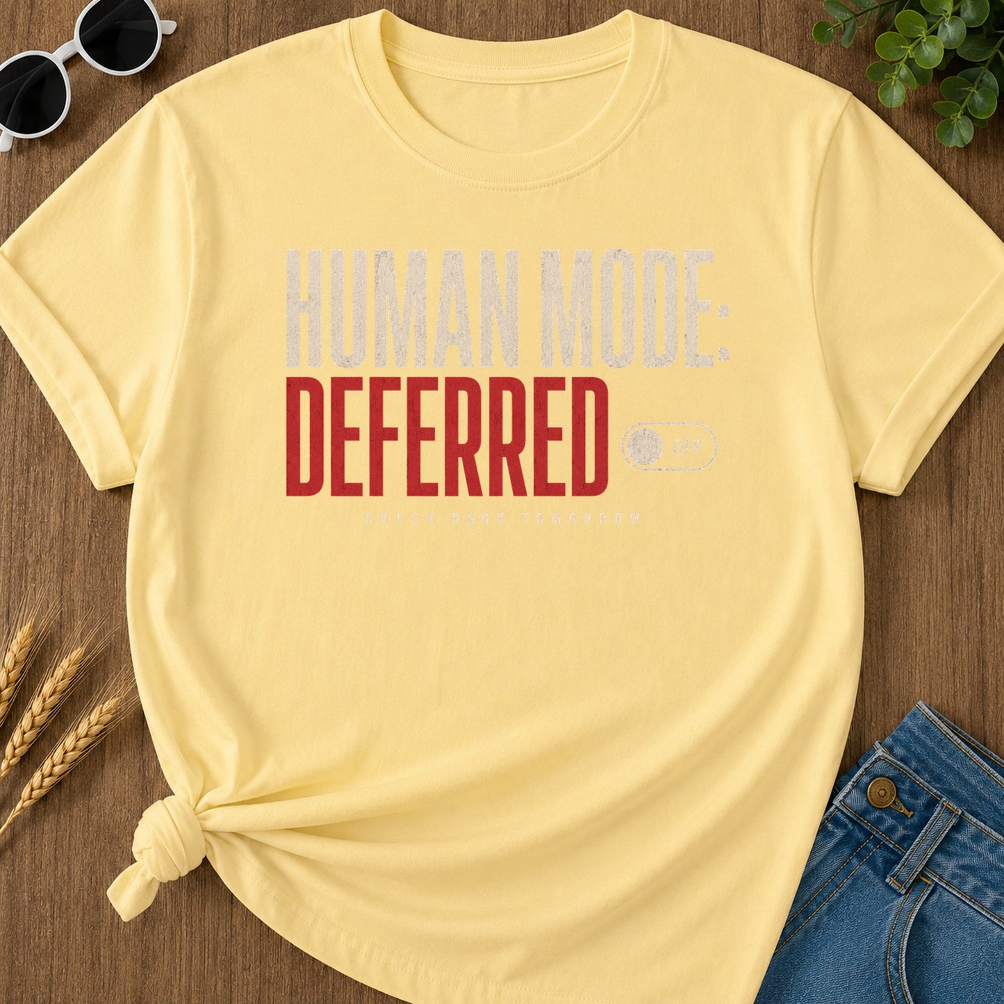 Human Mode Deferred 81 T-Shirt - Butter Mockup