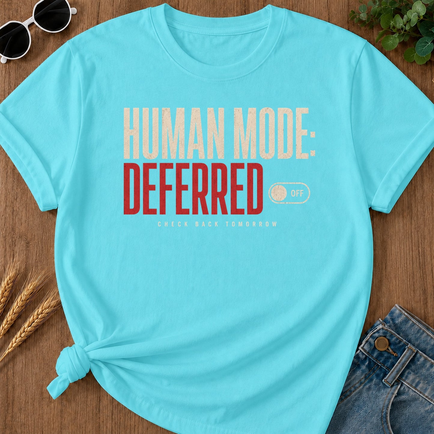 Human Mode Deferred 81 T-Shirt - Lagoon Blue Mockup