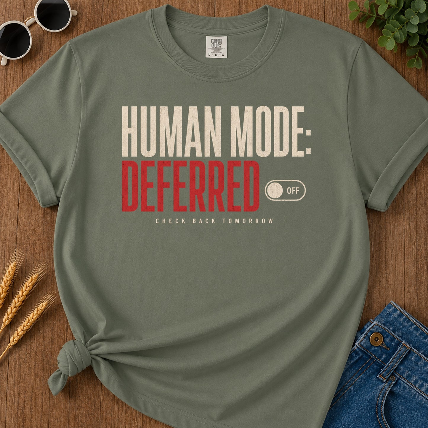 Human Mode Deferred 81 T-Shirt - Moss Mockup