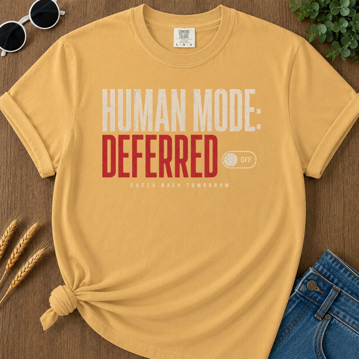 Human Mode Deferred 81 T-Shirt - Mustard Mockup