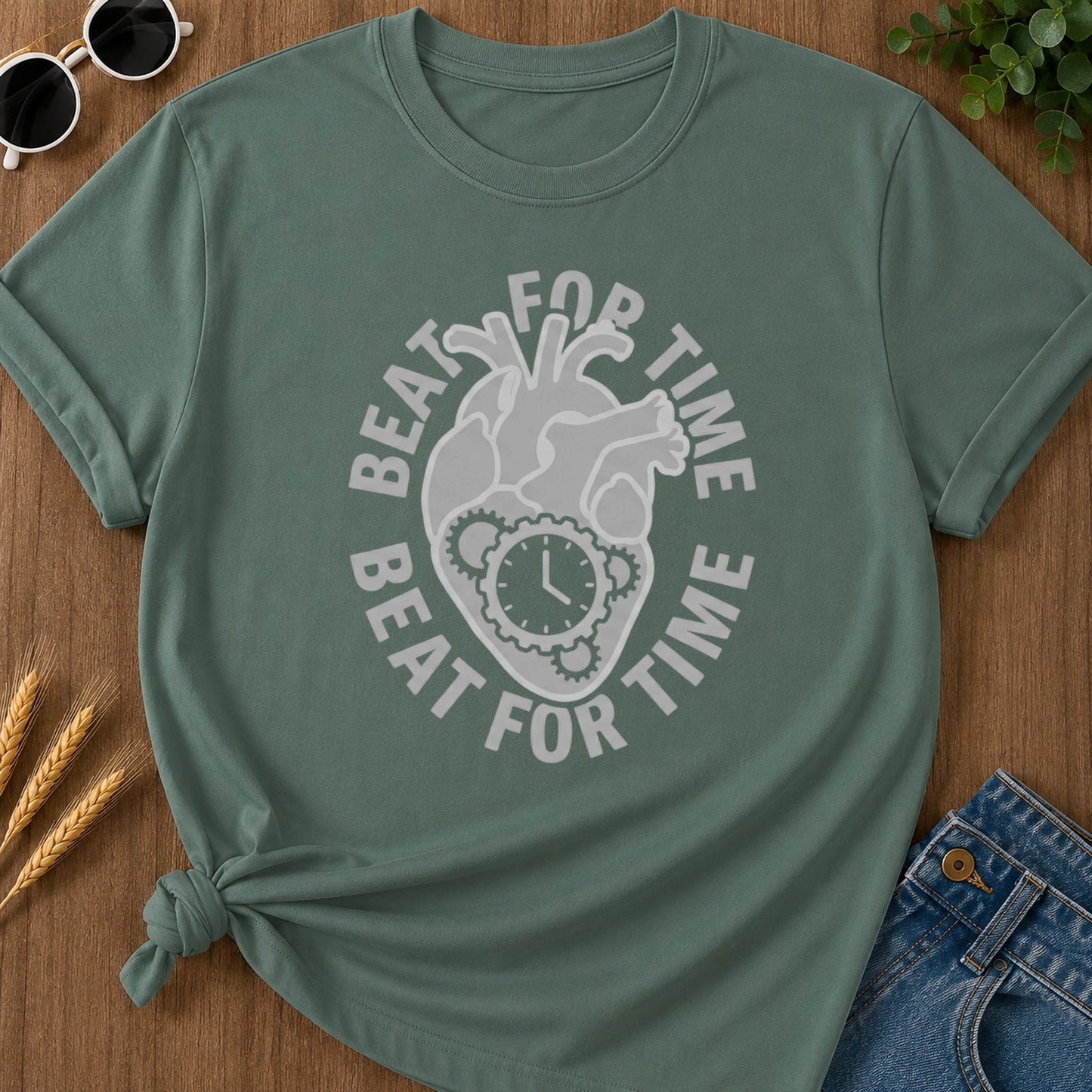 Beat For Time 2 T-Shirt - Blue Spruce Mockup