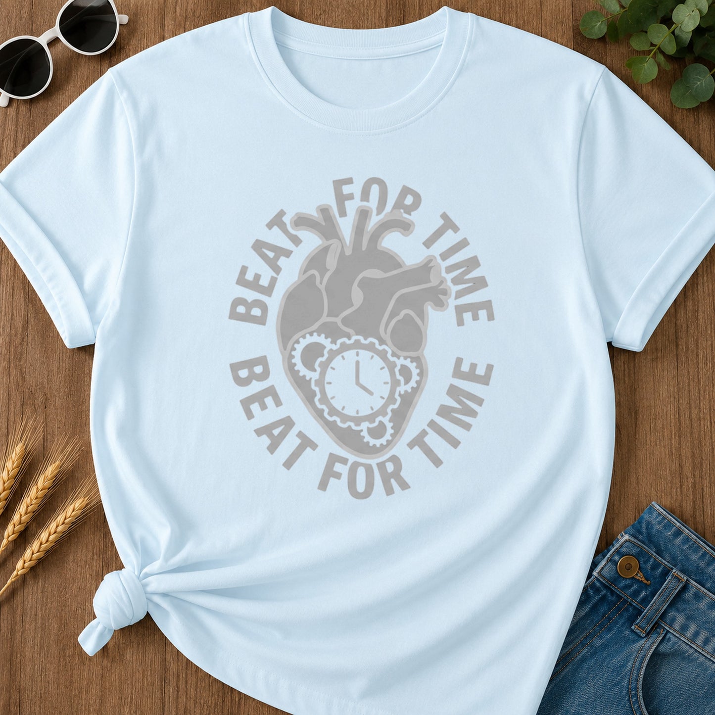 Beat For Time 2 T-Shirt - Chambray Mockup