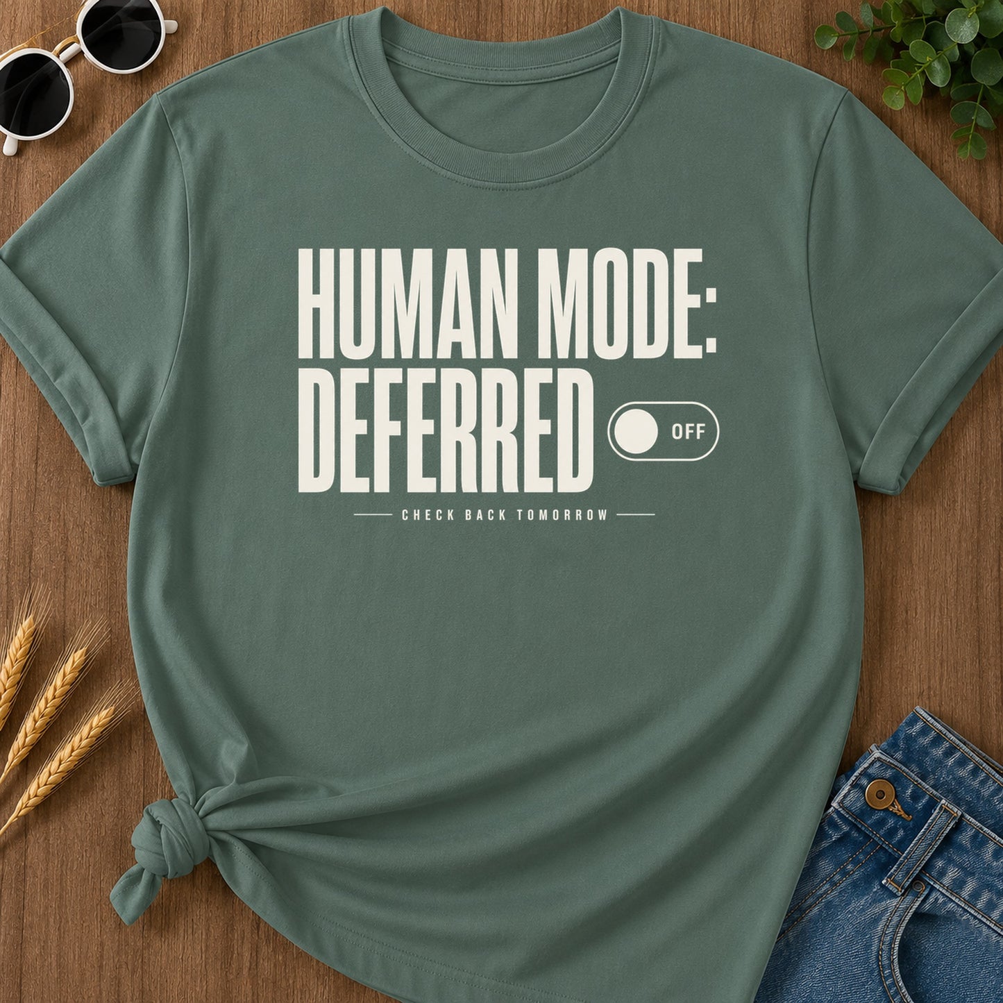 Human Mode Deferred 82 T-Shirt - Blue Spruce Mockup