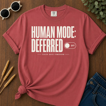 Human Mode Deferred 82 T-Shirt - Crimson Mockup