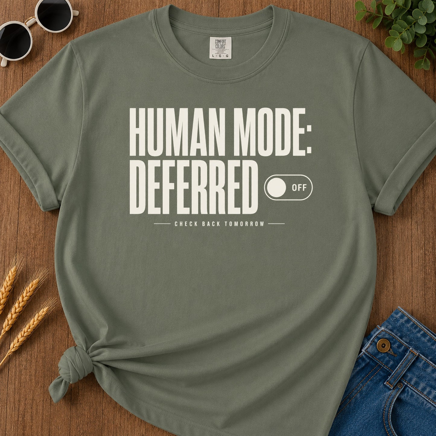 Human Mode Deferred 82 T-Shirt - Moss Mockup