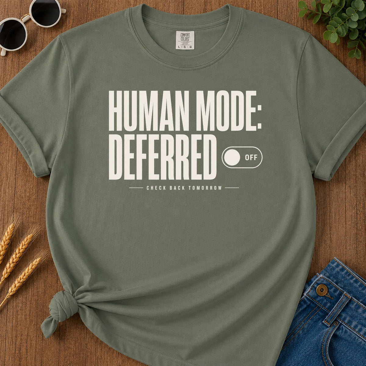 Human Mode Deferred 82 T-Shirt - Moss Mockup