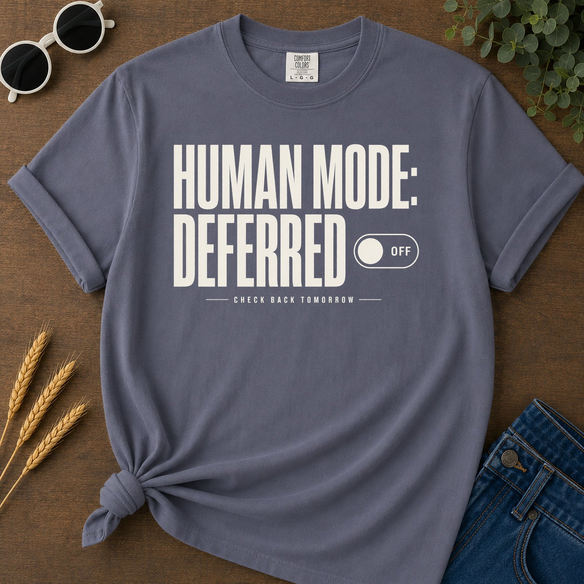 Human Mode Deferred 82 T-Shirt - Navy Mockup