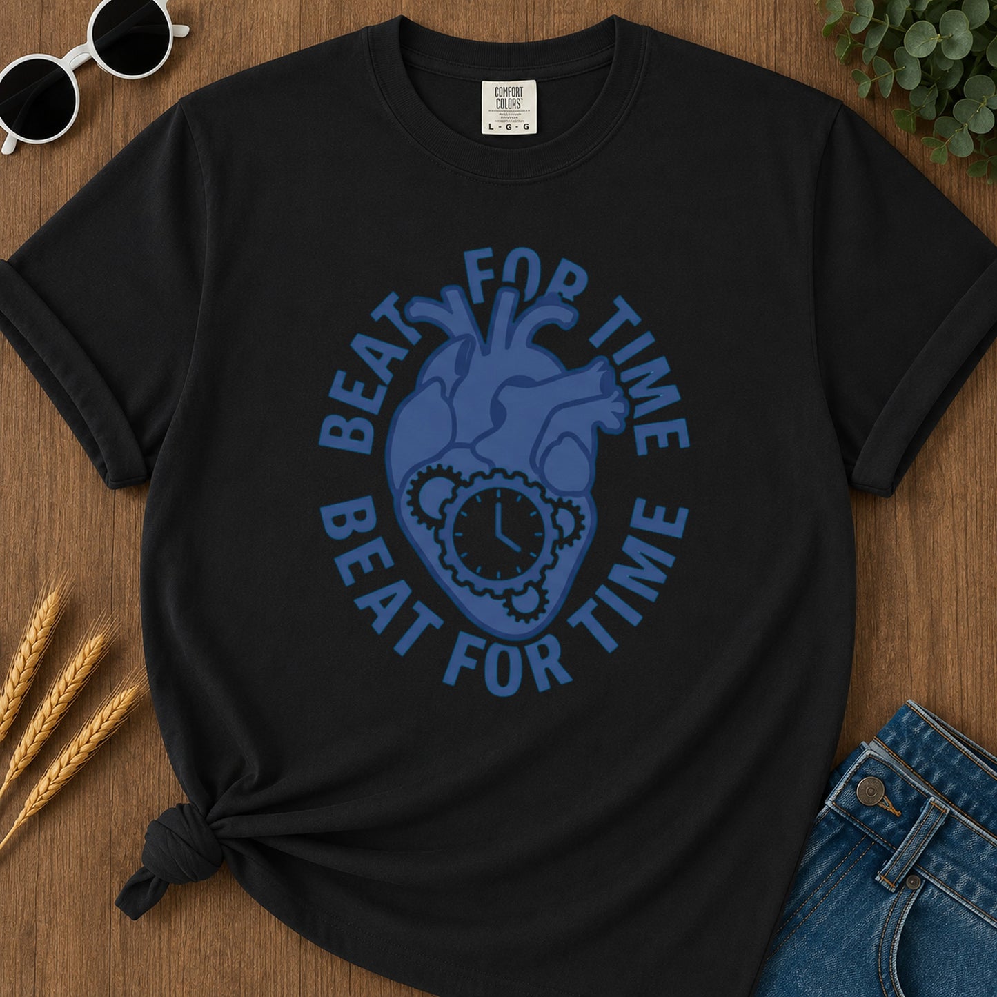 Beat For Time T-Shirt - Black Mockup