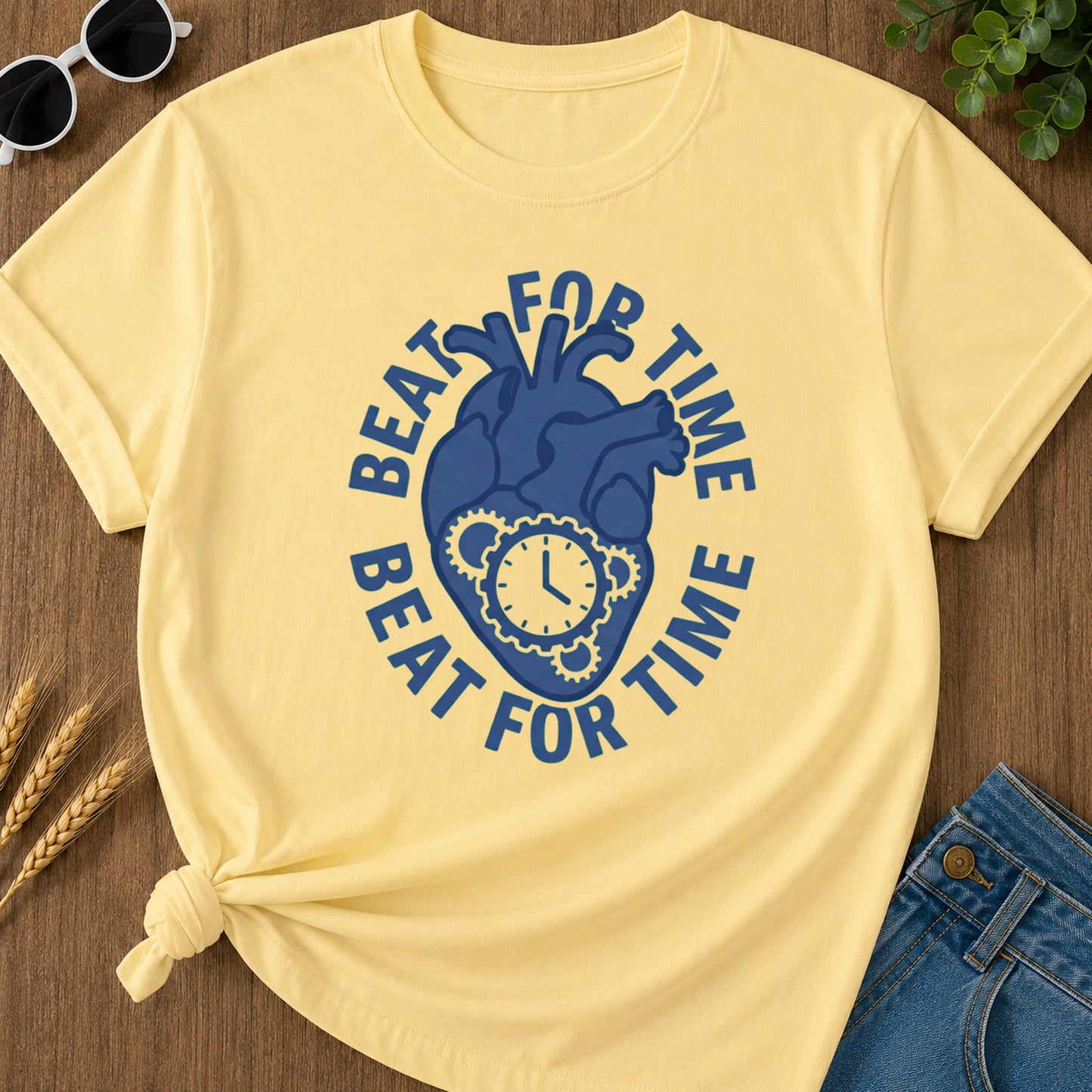 Beat For Time T-Shirt - Butter Mockup