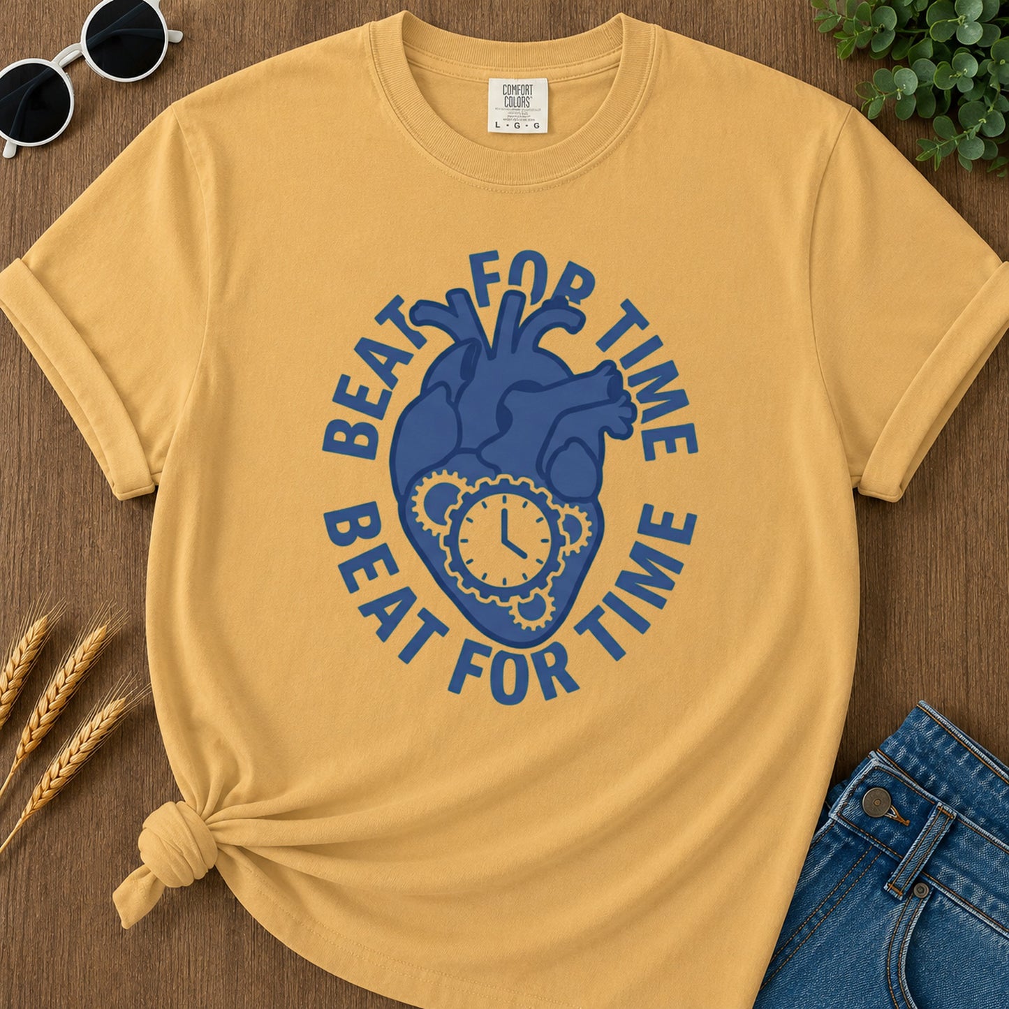 Beat For Time T-Shirt - Mustard Mockup