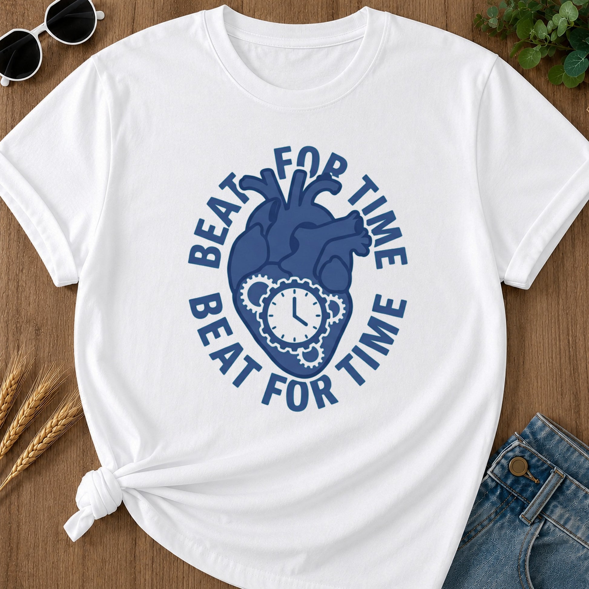 Beat For Time T-Shirt - White Mockup