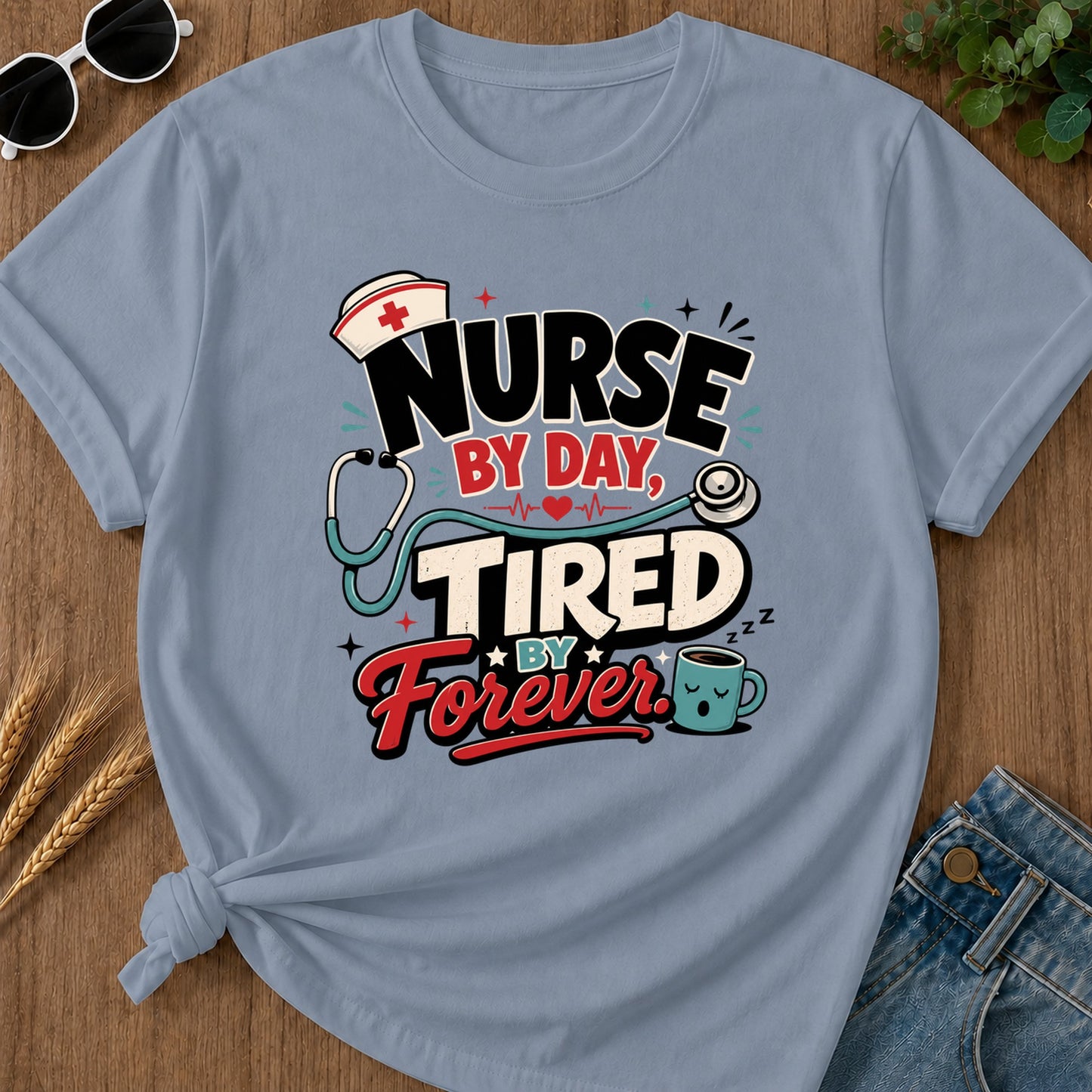 By Day T-Shirt - Blue Jean Mockup