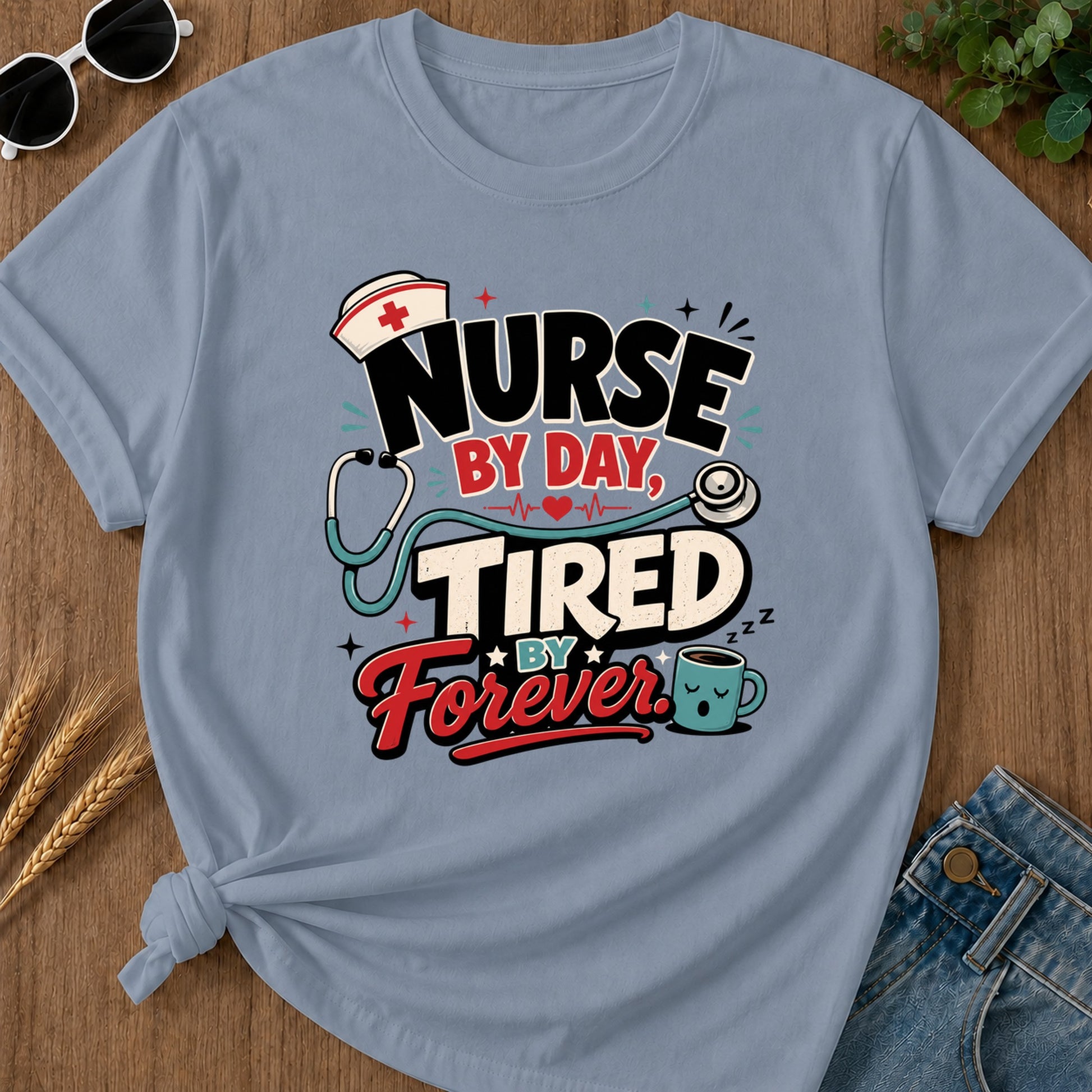 By Day T-Shirt - Blue Jean Mockup