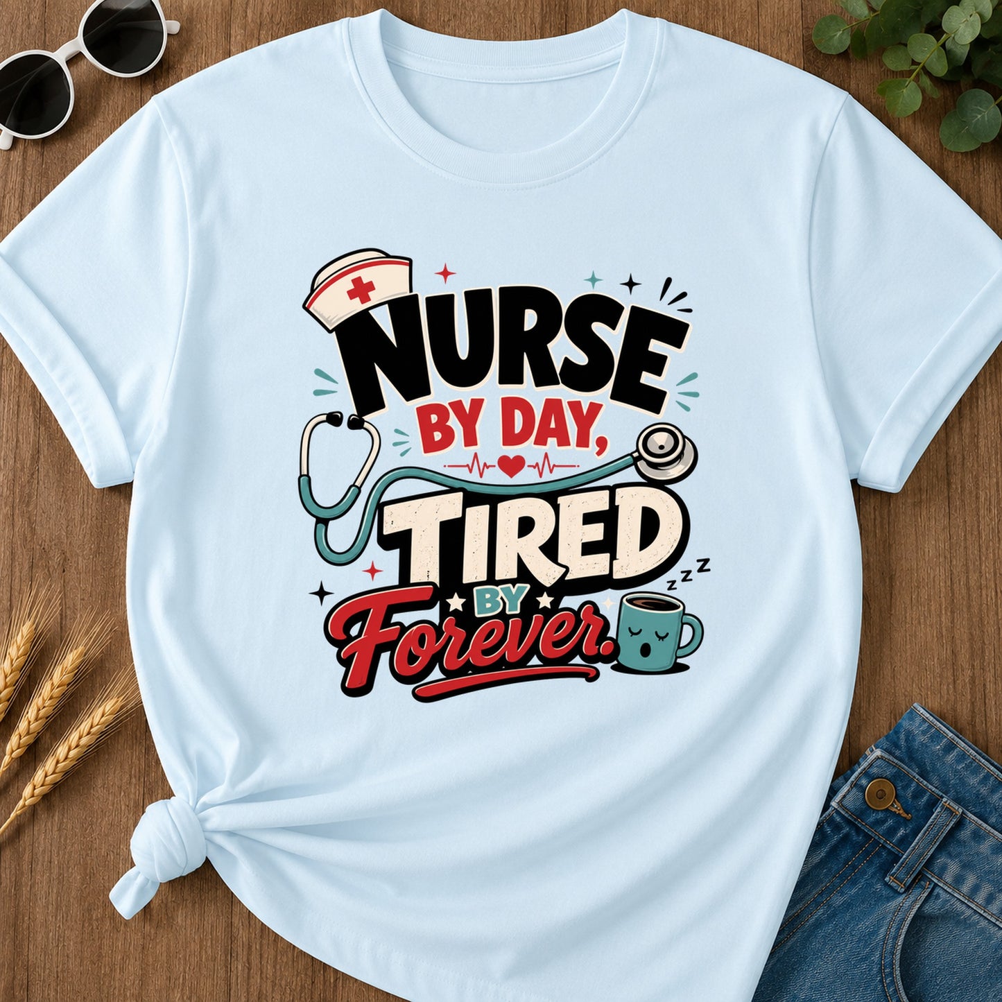 By Day T-Shirt - Chambray Mockup