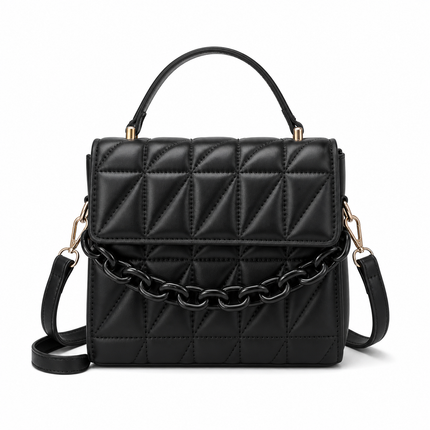 Small Square Chain Crossbody Bag - black approved catalog image | RAYZORA